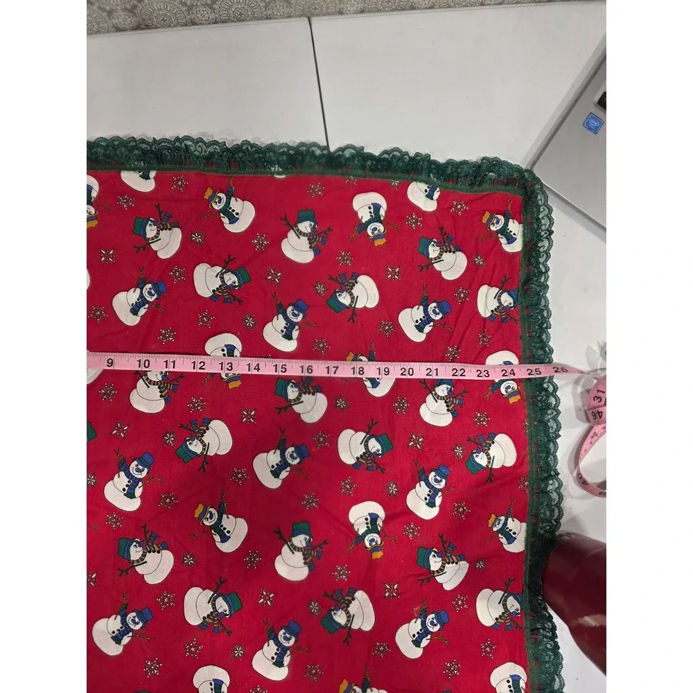 Vintage Christmas Place Mats Cloth Placemats Snowmen Holiday Table Linens Ribbon